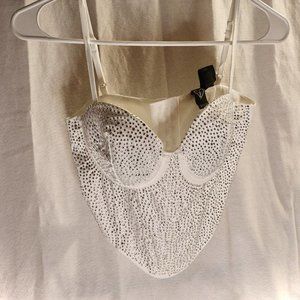 Windsor | White, Bedazzled Crop Top